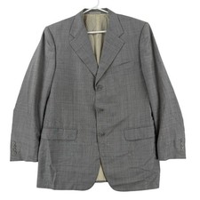 Corneliani Suit Jacket Mens EU50 42R Gray Plaid Wool Silk 3 Button Made Italy