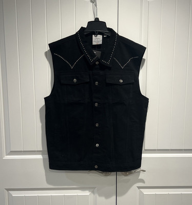 Post Malone X Harley Davidson Studded Horsepower Denim Motorcycle Vest Men s XXL