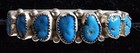 Vintage Sterling Silver RB (Navajo) Turquoise Half Cuff Bangle Bracelet — photo 2