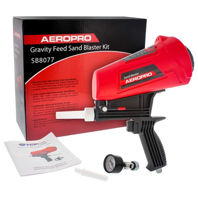 #ad Gravity Feed Sand Blaster Gun Kit Spray Blasting 2 Ceramic Nozzles Regulator $29.99