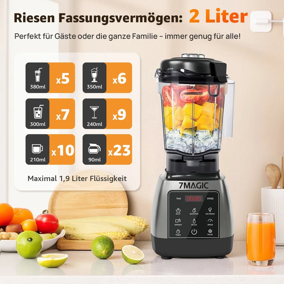 2L Stand Mixer High Performance Blender 2000W Ice Crusher Stand Blender Smoothie Maker - Image 4 of 4