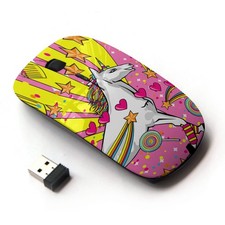  Optical 2.4G Wireless   Unicorn Dreamworld Colorful Art White Heart Star 