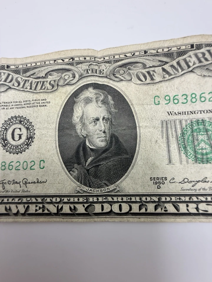 USA Bank Note: USA, Twenty Dollar 1950 D No. G96386202 C Bank Of Chicago - Image 3 of 4