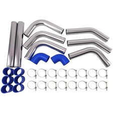 2.5 Universal Aluminum Intercooler Turbo Piping Pipe Kit Wsilicone Hoseclamps