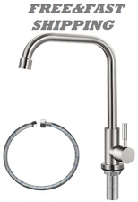 Cold Only Water Faucet Single Hole Kitchen Sink SUS304 Brushed Nickel 