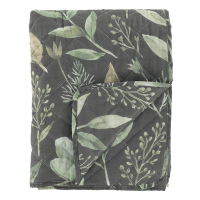 Chic Antique Aix Quilt m. Blattmuster Olive/Midnight