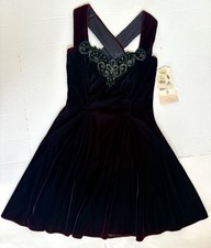 NWT Vintage Ladies Jessica McClintock Gunne Sax Black Velvet W/Sequins Dress 5/6