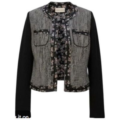 BCBGeneration black and white floral tweed jacket Medium 6-10