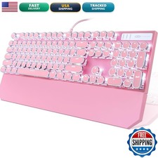 Camiysn Typewriter Style Mechanical Keyboard, Pink, 104 Keys Blue Switch Wired