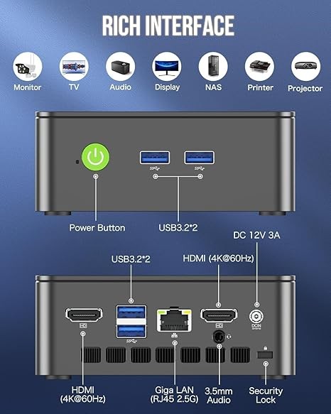 GMKtec G3 Plus Mini PC Intel Twin Lake N150 Up to 3.6GHz 16GB DDR4