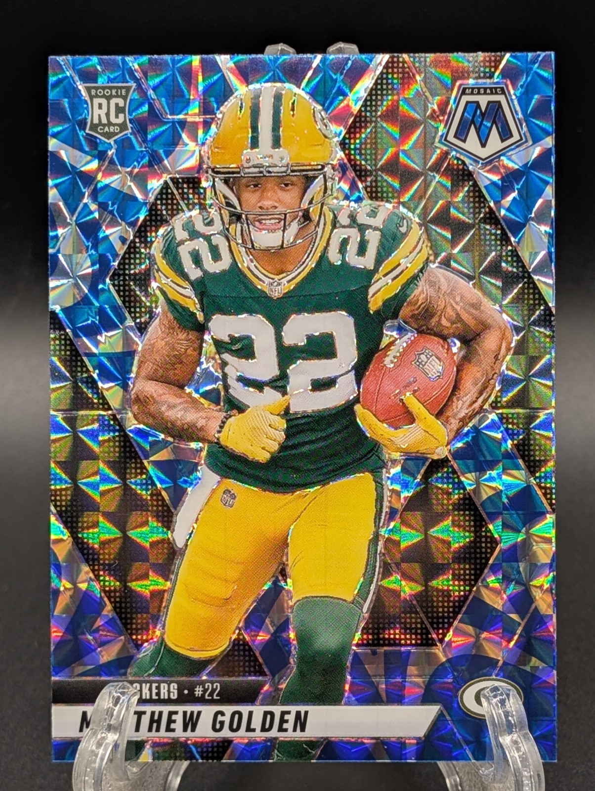 2025 Panini Mosaic Matthew Golden RC #323 Blue Reactive Mosaic Packers Rookie