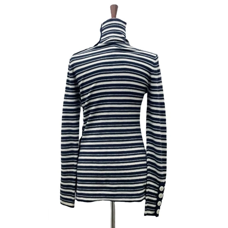 Suéter Tracy Reese Mezcla Cachemira Azul Marino y Marfil Náutico Rayas Talla Mediana Foto 2 de 4