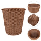 Woven Wastebasket Imitation Rattan Garbage Bin Plastic Trash Basket Decorative