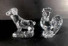 Vintage Baccarat Ram And Rooster Figures
