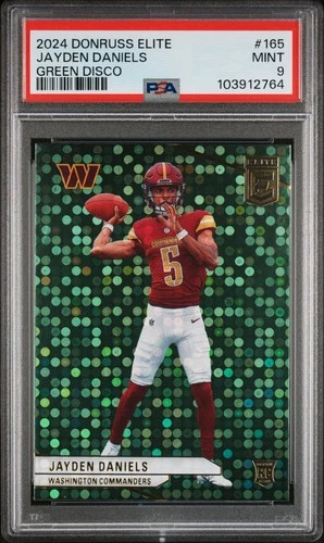 2024 Panini Donruss Elite #165 Jayden Daniels Green Disco PSA 9