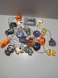 1pc Halloween LED Battery String Lights 10ft Ghost Pumpkin Cat Spider Skeleton