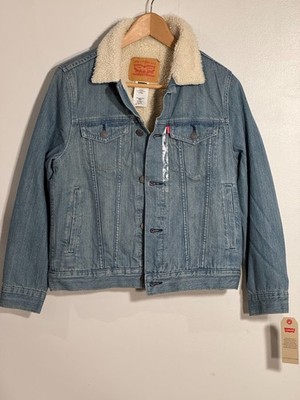NEW Levi's Boys' Sherpa Lined Denim Trucker Jacket Size L