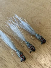 Three hand tied 1/16 crappie jigs 