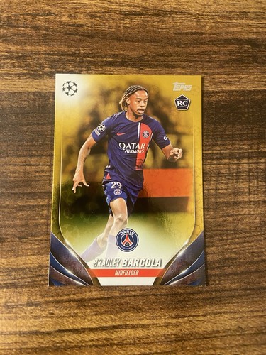 2023-24 Topps UEFA Club Competitions Gold Starball Foil Bradley Barcola #69