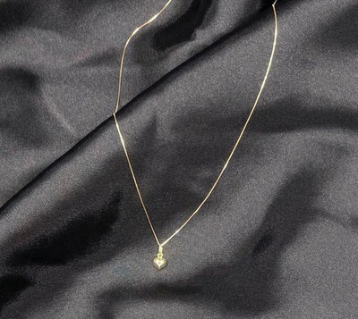 18'' Italienische Gold Venezianische Halskette mit Herz Anhänger - 18k Massivgold - 1,7g