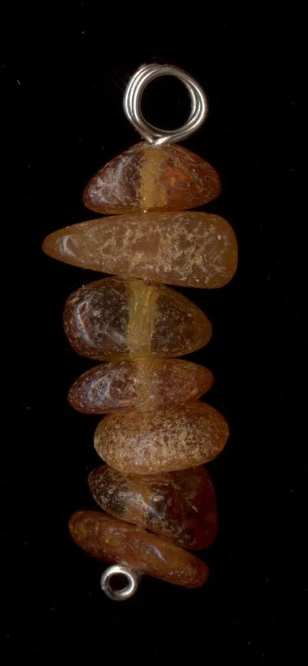 Colgante ámbar báltico naranja astillado natural oro blanco macizo 14K 1,01 gramos 32 mm #nk Foto 2 de 3