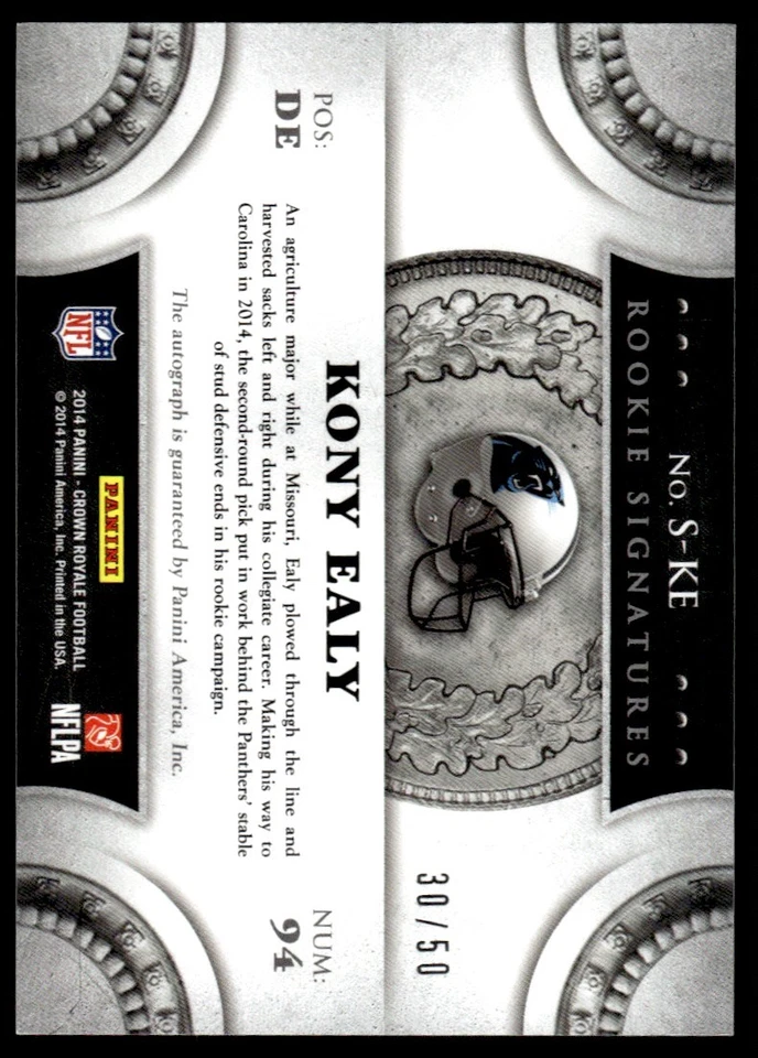2014 Panini Crown Royale Rookie Signatures Kony Ealy Auto RC 30/50 Panthers - Image 2 of 2