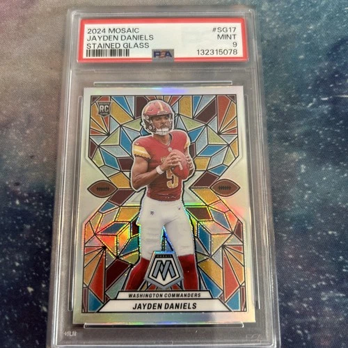 Jayden Daniels 2024 Panini Mosaic Stained Glass Rookie PSA 9 RC SSP Commanders