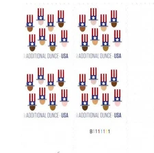 #5174  2017 Uncle Sams Hat (2nd Ounce rate) Plate Block/4  - MNH
