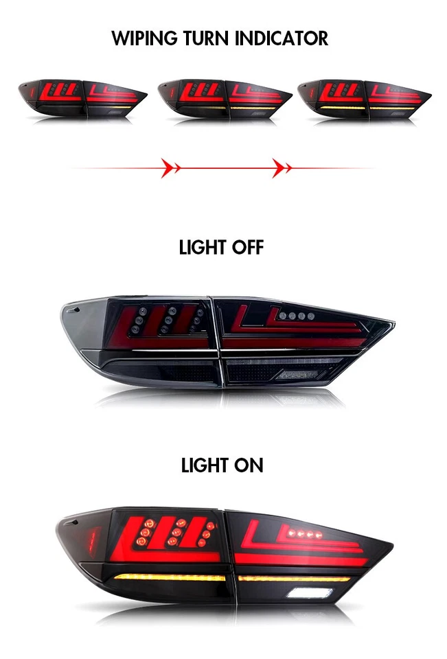 Smoked LED Tail Lights For Lexus ES350 ES 300h 2013-2018 Rear Lamps Assembly - Image 4 of 4