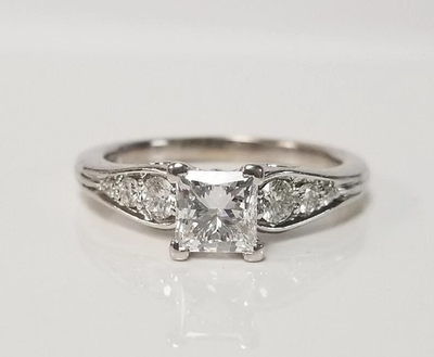 #ad #ad 3.25 Ct Princess Cut VVS1 Lab Created Diamond Engagement Ring 14K White Gold FN $51.40