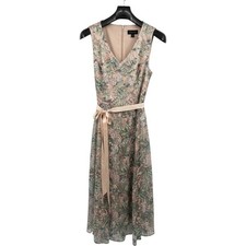 Tahari Arthur S. Levine Mesh Floral Embroidered Midi Dress Pink 12 Romantic Chic