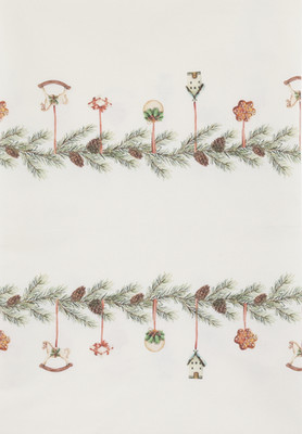 Chic Antique Aix Tischdecke mit Girlanden 240x140cm creme Baumwolle Muster