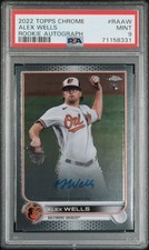 2022 TOPPS CHROME RC AUTOS #RAAW ALEX WELLS ROOKIE RC PSA 9 AUTO