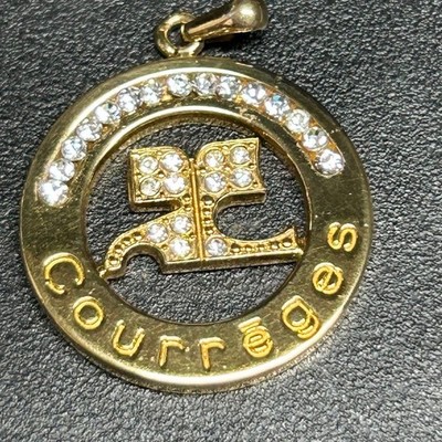 Courrèges Courage Gold & Rhinestone Pendant Top Excellent Condition