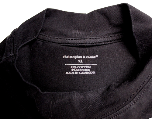 CHRISTOPHER & BANKS MOCK NECK TEE ladies size XL solid black sleeveless stretch - Picture 3 of 4