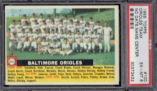 1956 Orioles Team [White Back] #100
