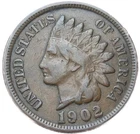 1902 Indian Head Cent Good-Fine (G-F) Average Circulated Condition Copper Penny