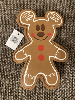 Disney Parks Mickey Gingerbread Coin Purse Bag Christmas Holiday 7 1/2" H NWT - Image 1 of 4