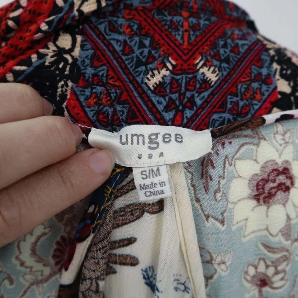 Cárdigan Umgee Flor de Vainilla Para Mujer S/M Azul Boho Ecléctico Gitano Étnico Tribal Foto 3 de 4