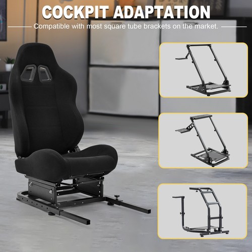 Marada Racing Sim Cockpit Seat Mount With Black Seat For Steering Wheel Stand - Picture 19 of 20
