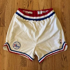 1989-1990 Philadelphia 76ers Team Issue Sand Knit Game Worn Shorts nba sz 38