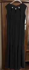 R M Richards Black Jeweled Neck Formal Evening Gown Sleeveless Women 12 NWT