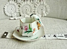 Vintage Miniature Mini Tea Cup &  Saucer with Bird  ~ Japan