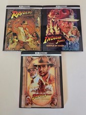Indiana Jones 4K Raiders of the Lost Ark Temple Doom Last Crusade w/ Slipcovers