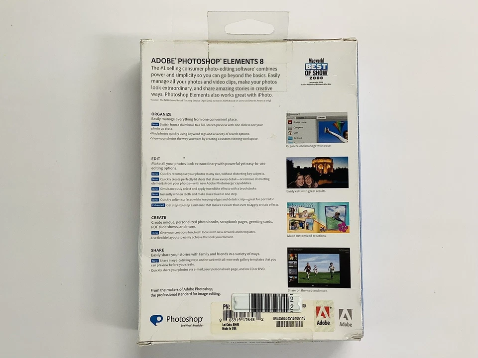 "BRAND NEW" Adobe Photoshop Elements 8 (MAC OS) FACTORY SEALED FREE SHIPPING - Image 4 of 4