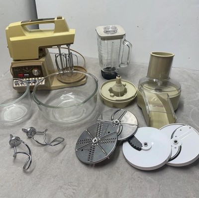 Vtg 70s Oster Imperial Kitchen Center Mixer Blender Food Processor 20pcs WORKS!