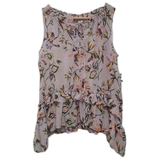 NWT Bar III Tank Blouse Womens XL Purple Floral Chiffon V-Neck Sleeveless Top