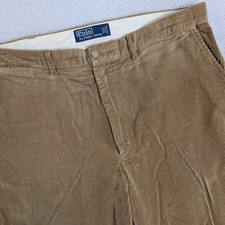 Vintage Polo Ralph Lauren Pants Corduroy Men's 38x32 Brown Poly Blend