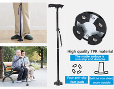 Walking Stick Cane With Alarm LED Light Adjustable Folding Walking Stick Hiking