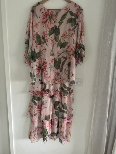 L’amore Made In Italy Multicolour Print Maxi Dress Women’s Size L BNWT Pink - Picture 12 of 15